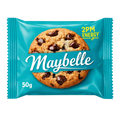 Mayabelle cookie package with blue background and chocolate chip cookie image